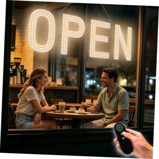 Open Signs for Business, 30"x10" Big & Bright Open Sign with Remote Warm White