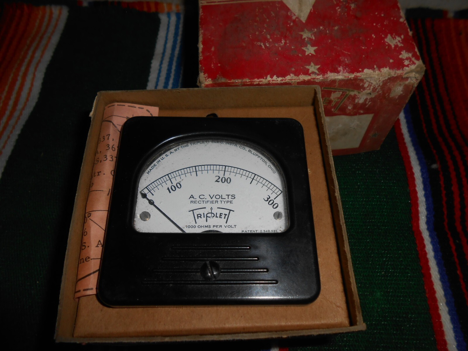 NOS Triplet A.C Volts Rectifier Type 1000 Ohms T-164-6