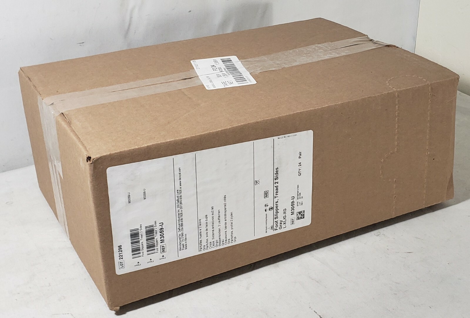 Box of 24 Pairs Deroyal Double Sided Non-Skid Footies Hospital-Grade L/XL Gray