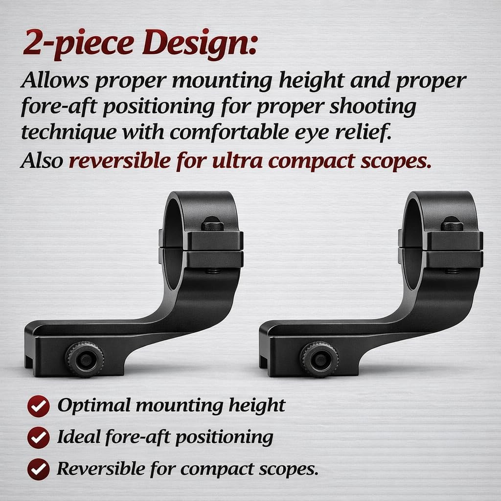 Offset Reversible 1 Inch Diameter Rifle Scope Rings 1" Scope Mount Offset Cantil