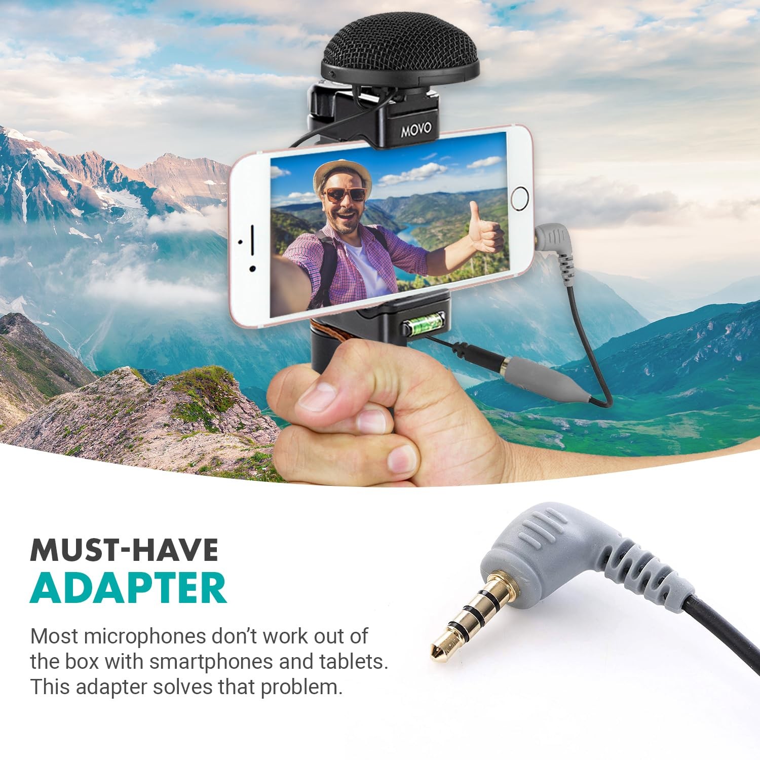 Universal TRRS Adapter for Microphones Compatible with iPhone and Android Dev...