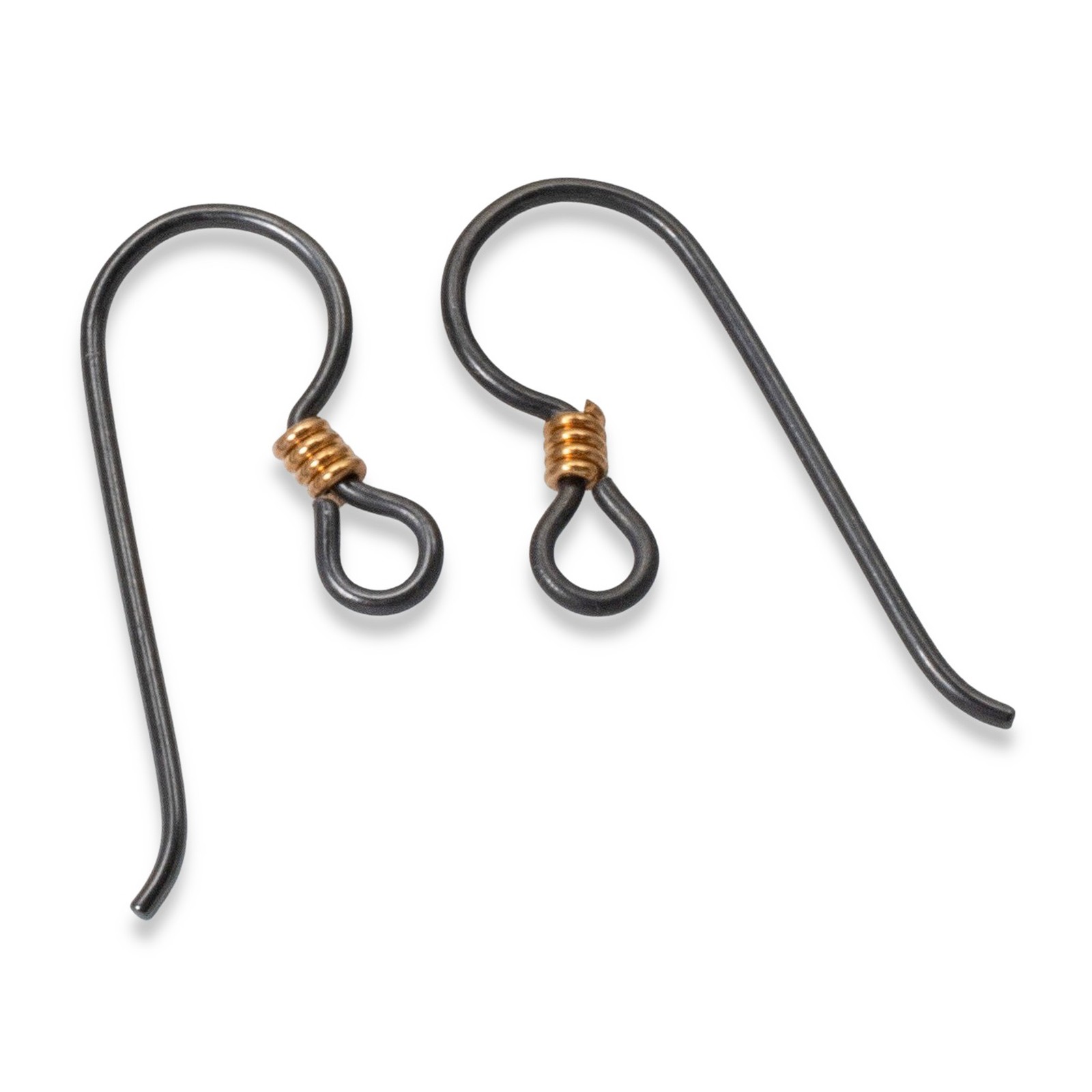 10 Black Niobium Ear Wires + Copper Coil Accent - Hypoallergenic Earring Hooks