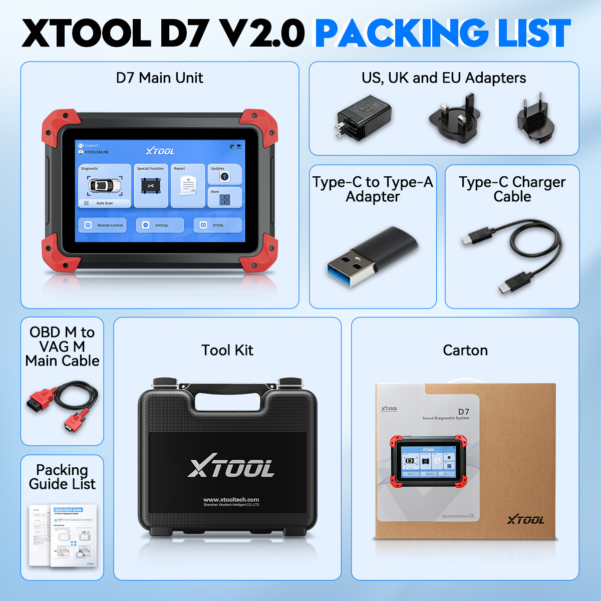 XTOOL D7 V2.0 Bidirectional Diagnostic Tool Full System Scanner Key Programmer