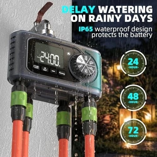 4 Zone Sprinkler Timer Outdoor Hose Faucet Programmable Water Timer Rain Delay