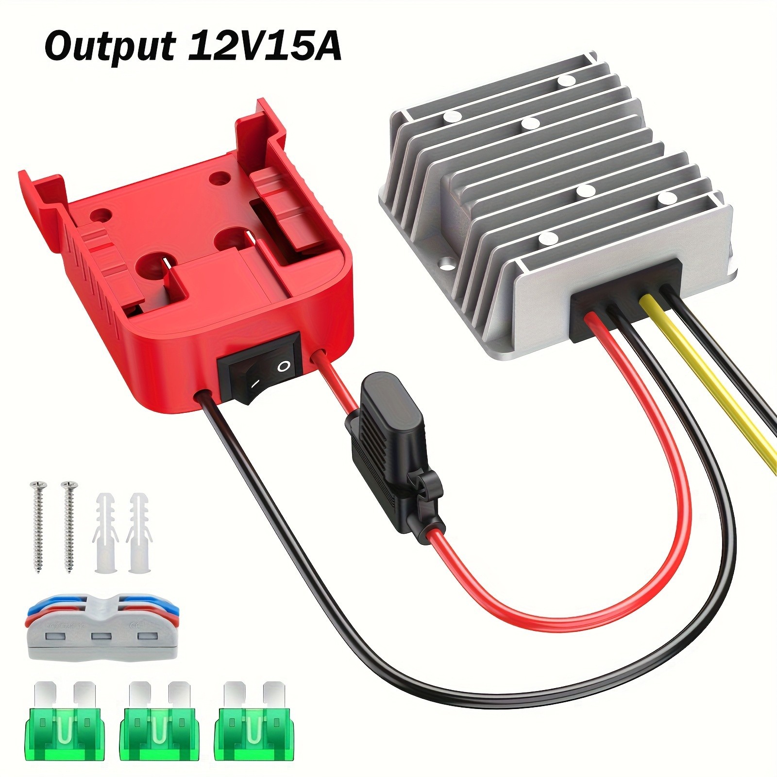 18V to 12V 15A 180W Step Down Converter Compatible with Milwaukee 18V Battery