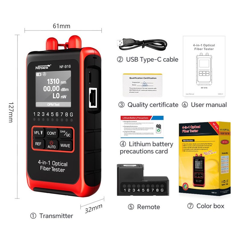 Fiber Optical Power Meter Wavelength Network Cable Tester LAN Wiring Diagnostics