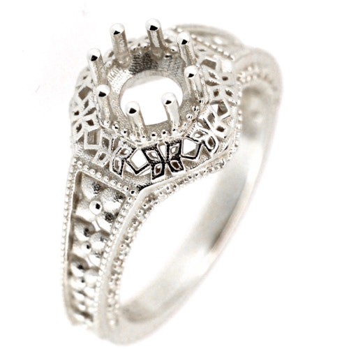 Sterling Silver Semi Mount Ring Setting Round RD 6x6mm