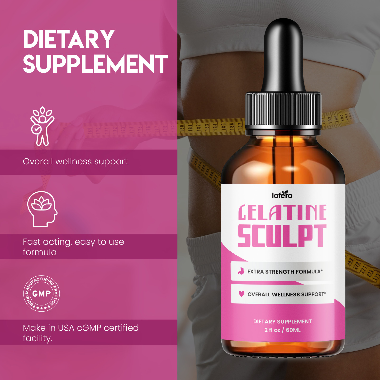 Gelatine Sculpt Drops, Natural Metabolism Support & Healthy Weight Loss (2oz)