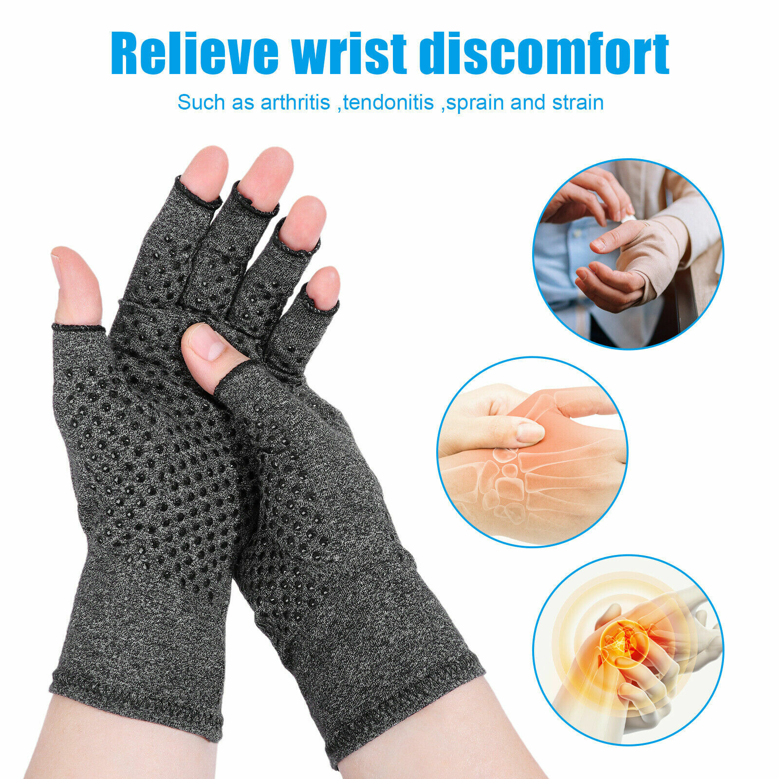 1 PAIR Copper Arthritis Compression Gloves Hand Support Joint Pain Relief USA
