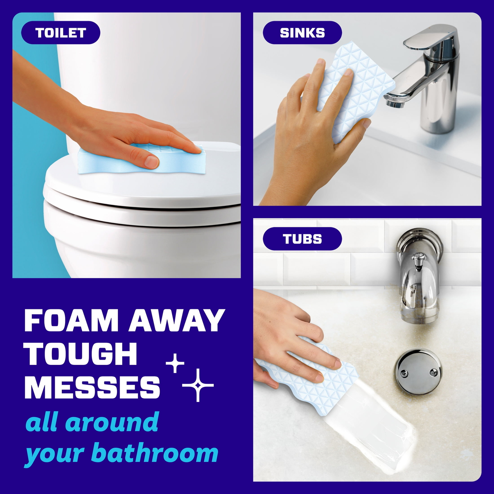 Ultra Bath Magic Eraser, Multi Purpose Cleaner for Bathroom, 3 Count