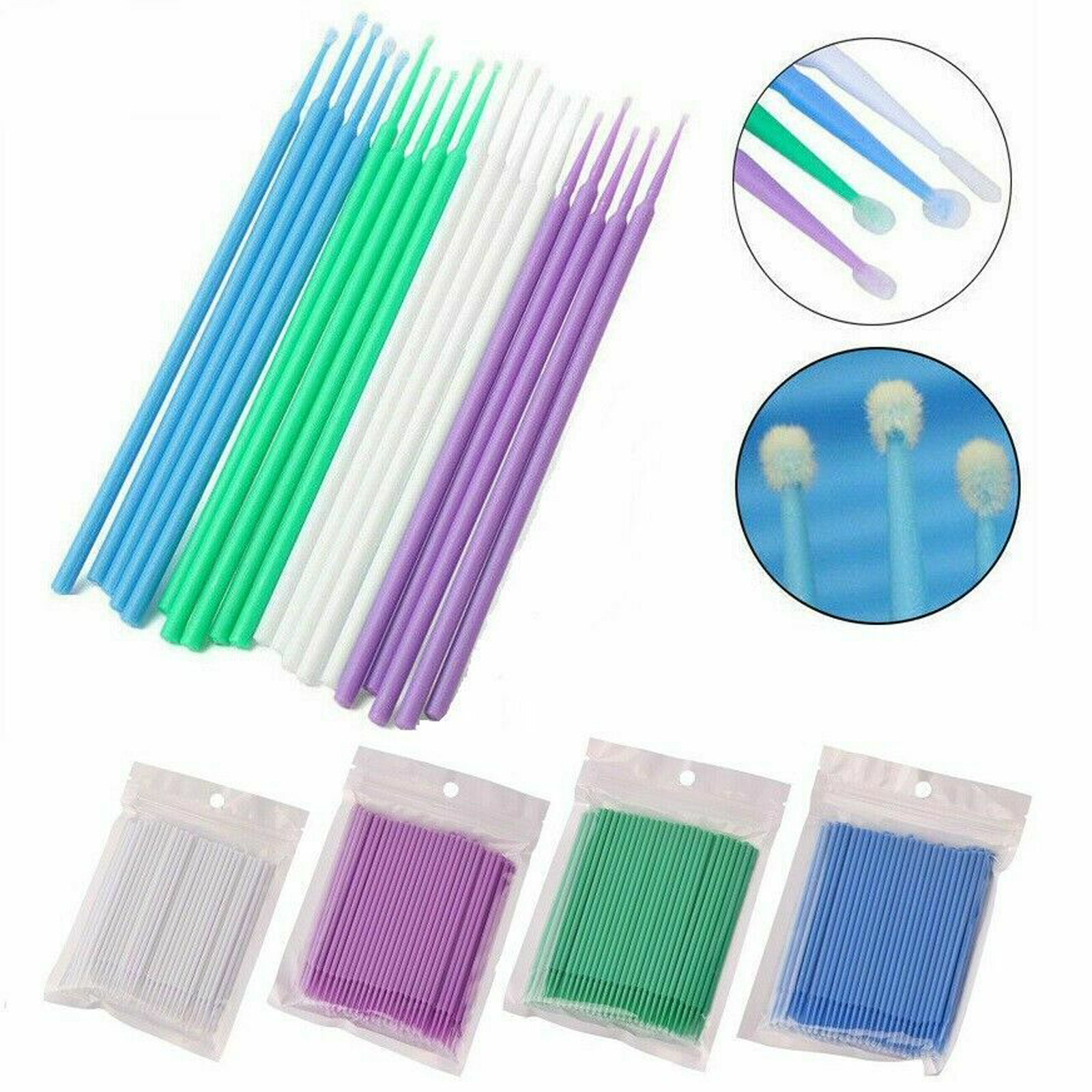 100 PCS Dental Disposable Micro Applicator Brush Bendable 1.0/1.5/2.0/2.5 mm