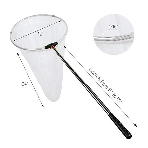 Insect and Butterfly Net with 12" Ring, 24" Net Depth, 12" Ring, 59" Handle