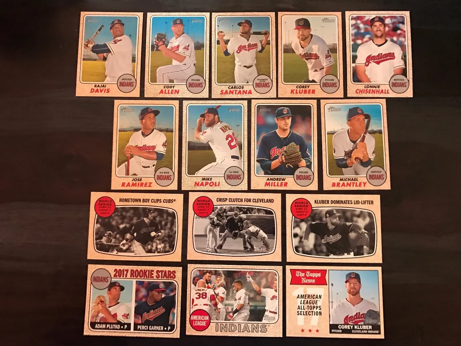 2017 Topps Heritage CLEVELAND INDIANS Base Team Set of (15)