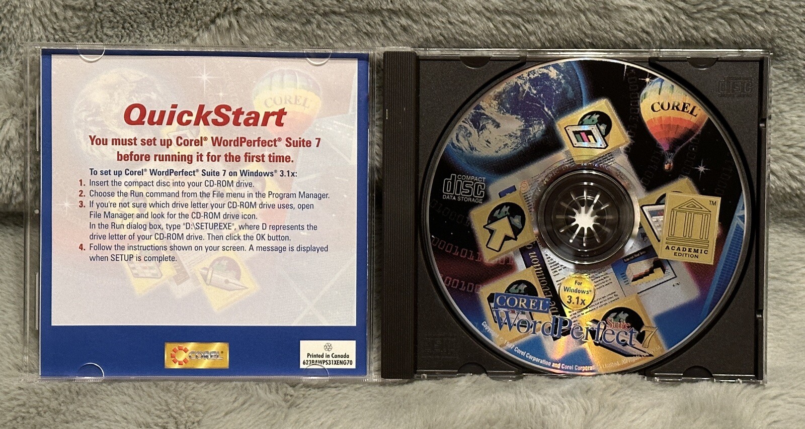 Corel WordPerfect Suite 7 Academic Edition Windows 3.1 CD