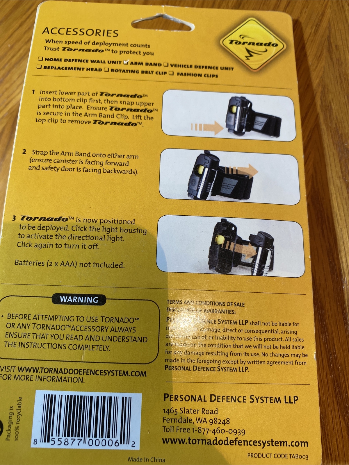 Tornado Personal Defence System Arm Band With Directional Light NEW