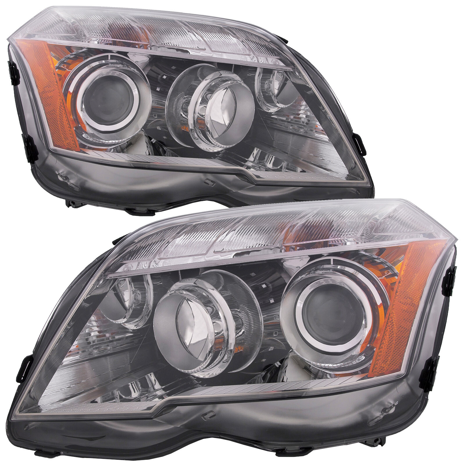 Headlight Set Halogen w/ Performance Lens For 2010-2012 Mercedes GLK 300 350