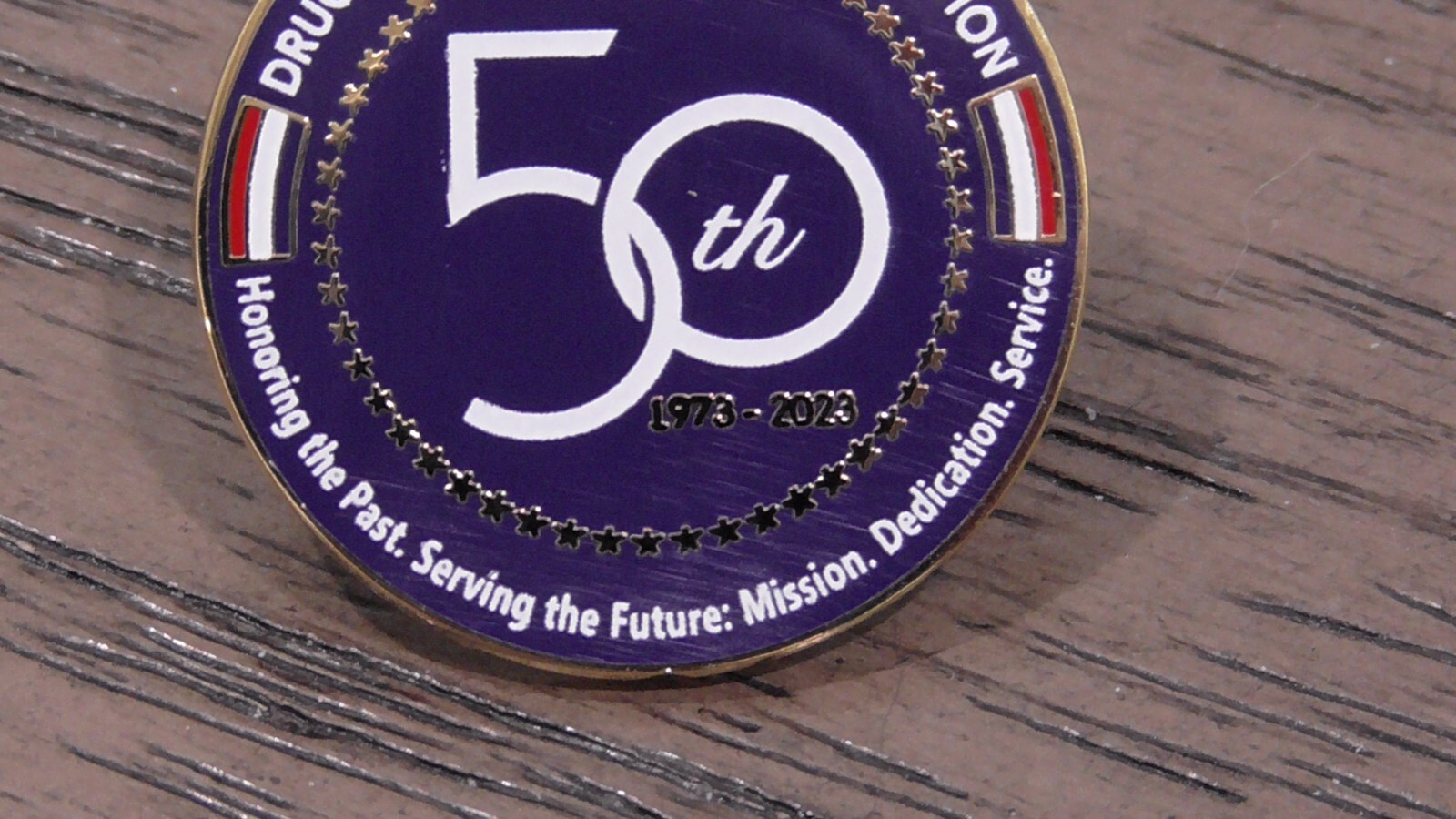 DEA Drug Enforcement Administration 50th Anniversary 1973 - 2023 Rnd Lapel Pin