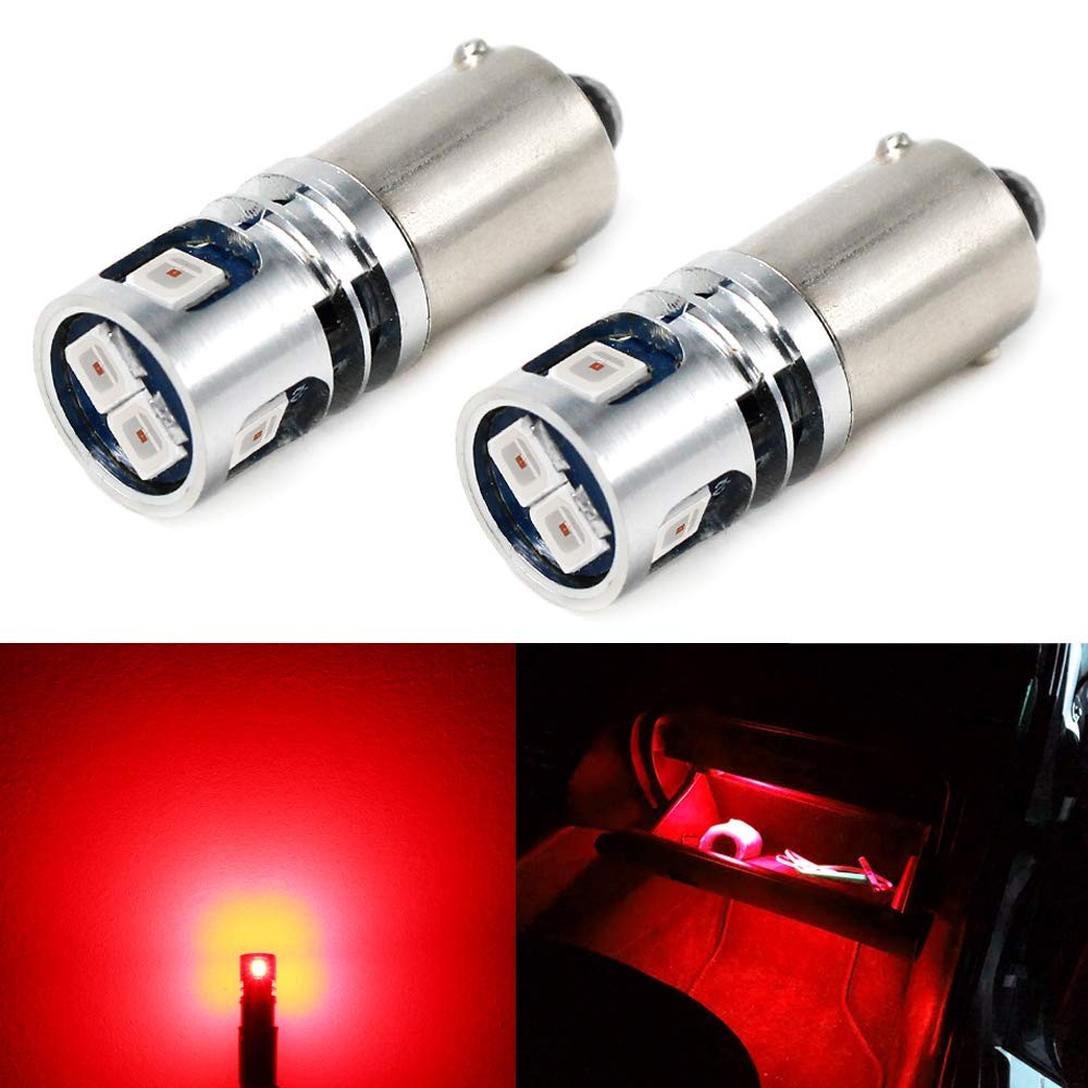 PHINLION 57 BA9 BA9S LED Red Bulbs, Super Bright 12V 53 1816 1893 1889 red