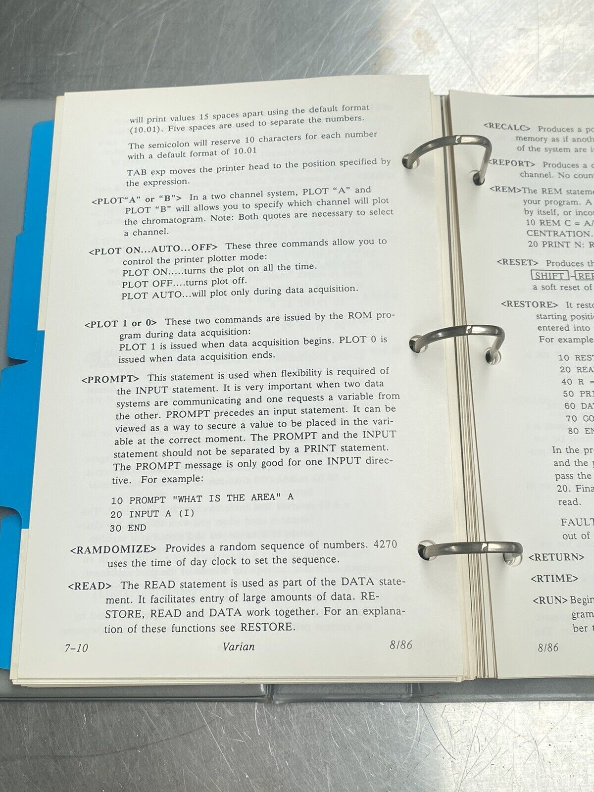 Varian 4270/4290 Integrator - Users Manual / Instructions Book
