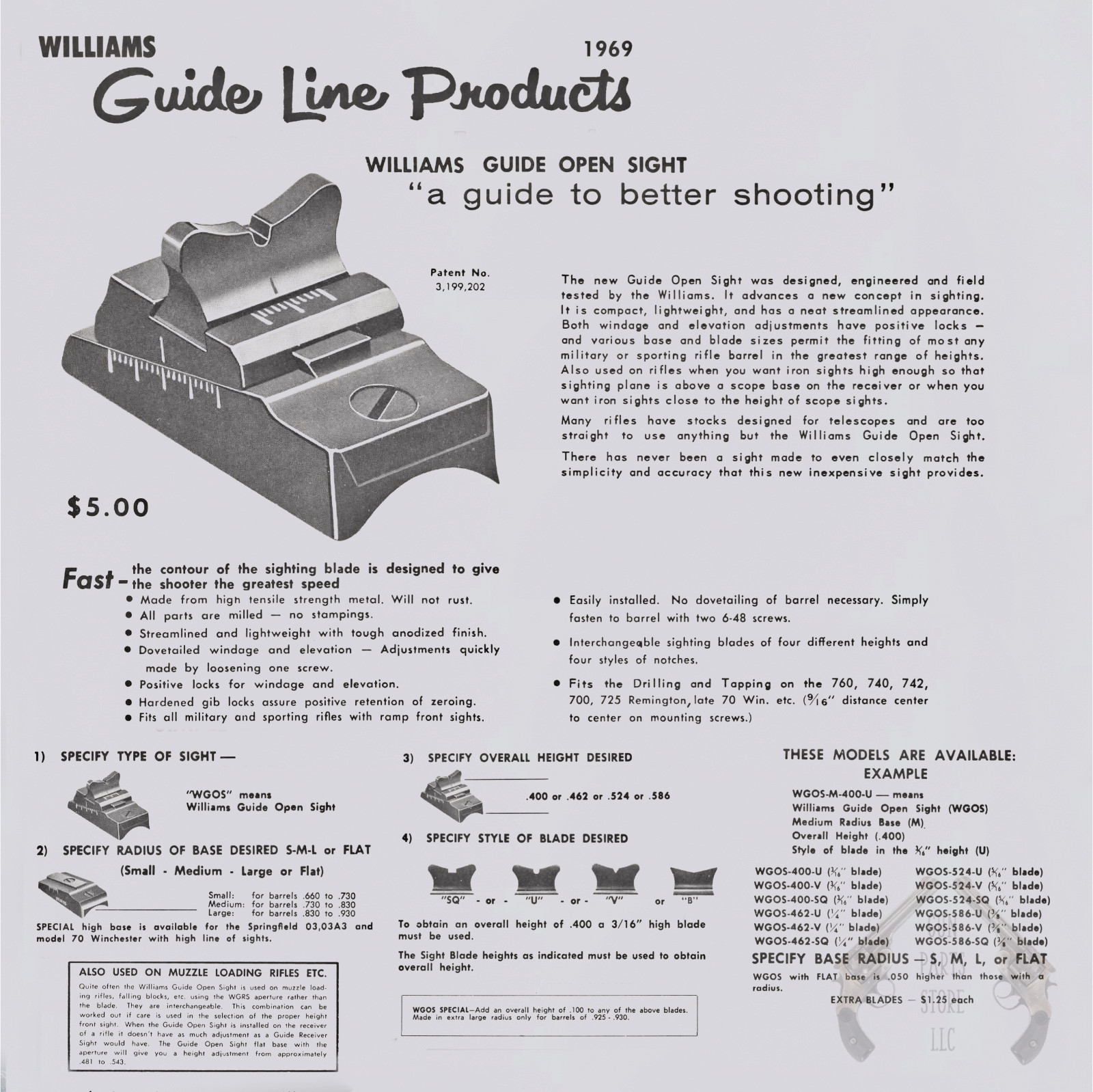 WILLIAMS Guide WGOS Flat Open Sight Base (Base Only)