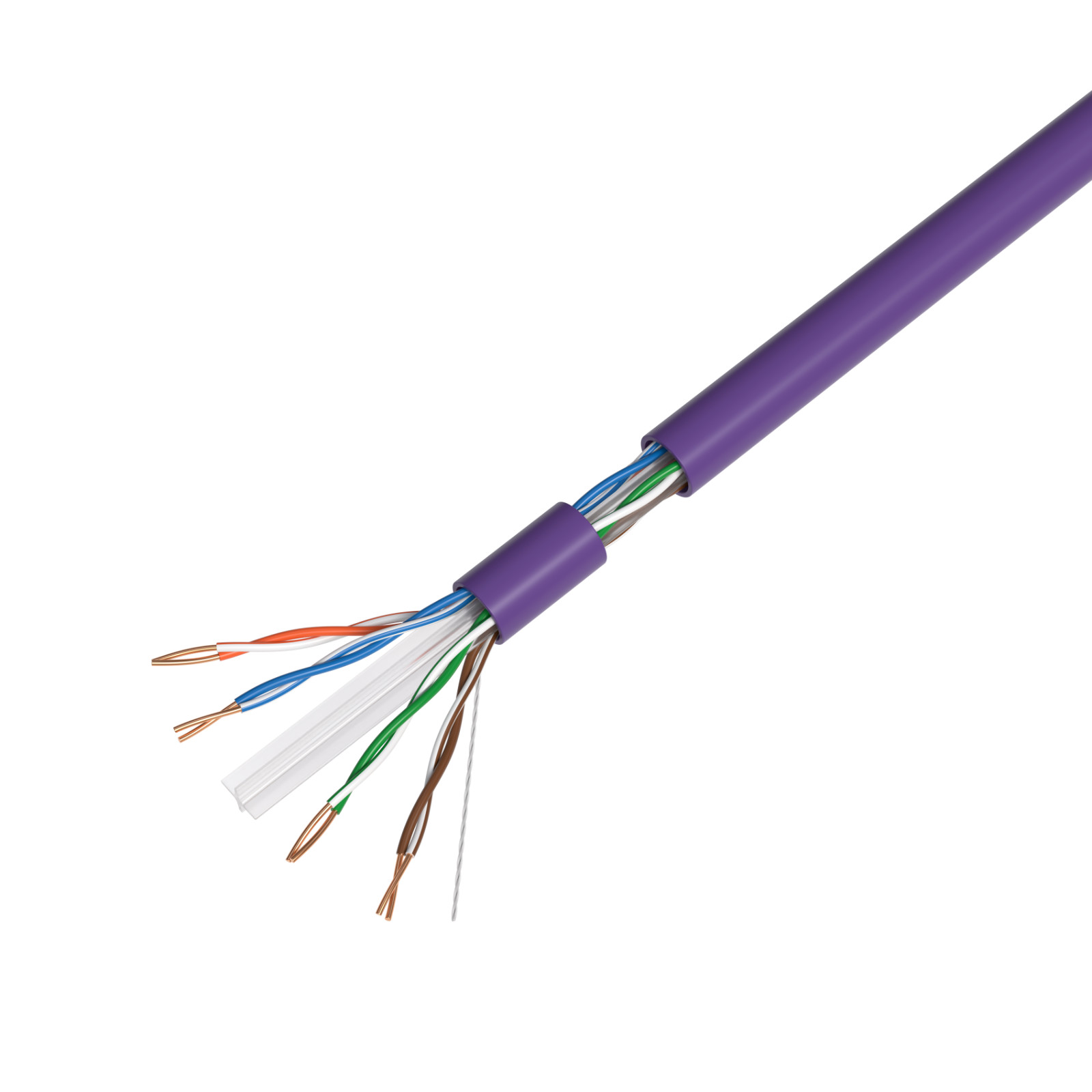 500ft CAT6 CMR Riser Ethernet Cable 23AWG UTP Solid Bare Copper Wire Purple