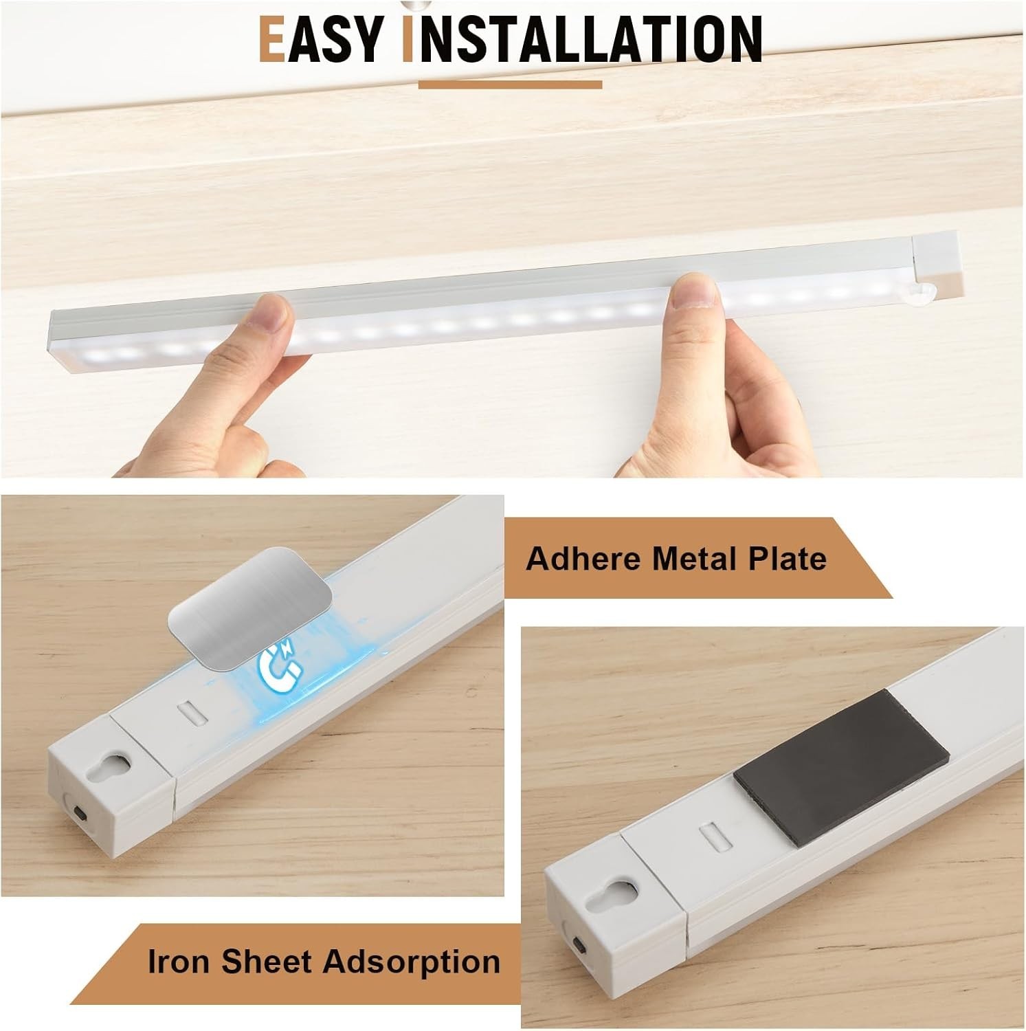 Crisp Daylight White Motion Sensed Closet Lights - 2 Pack, USB-C Rechargeable