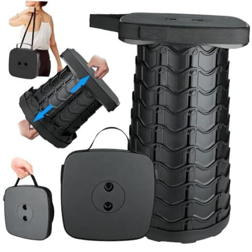 Upgraded Collapsible Stool Portable for Adults Heavy Duty, 620lbs Max Black