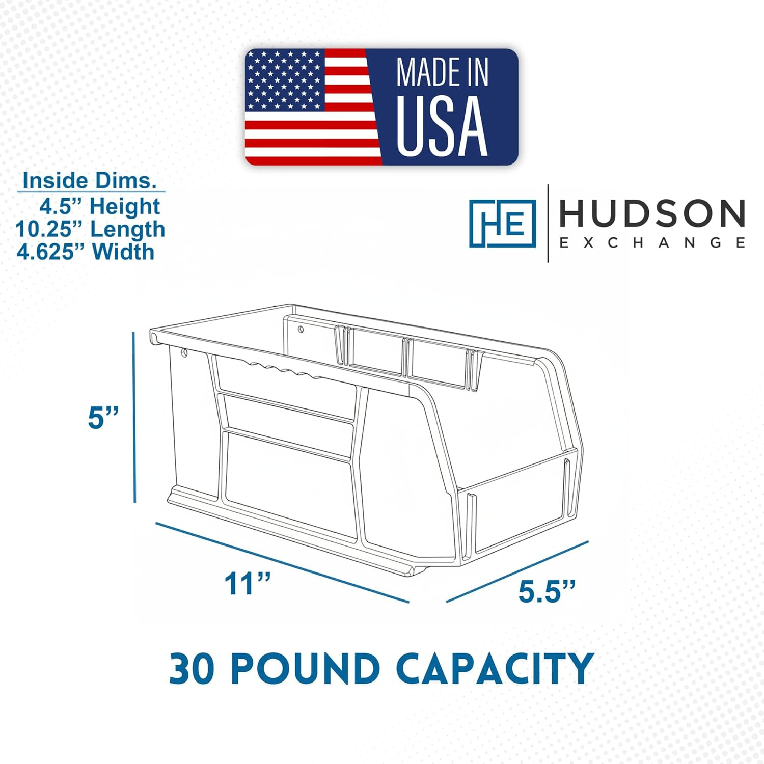 Hudson Exchange 11" x 5.5" x 5" Clear Plastic Stackable Storage Bin