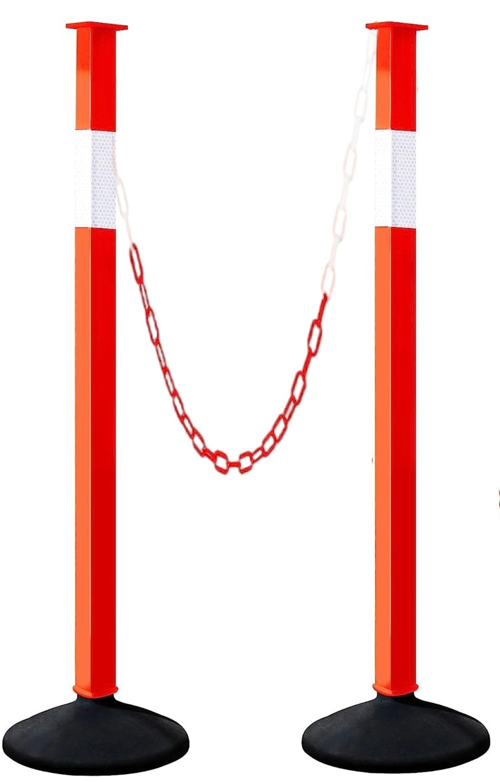 Traffic Delineator Post with Weighted Base & Reflective Collars, Adjustable P...