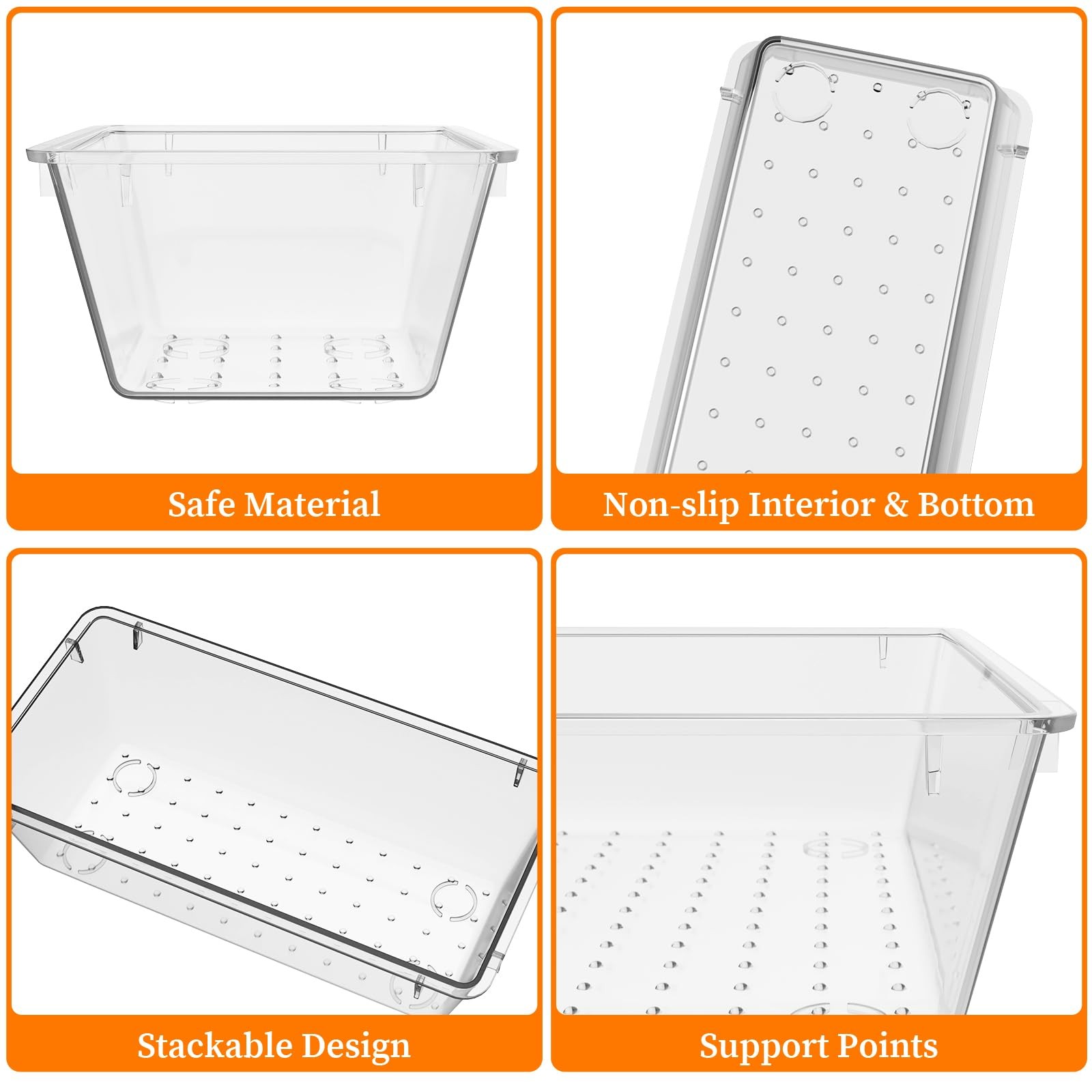 StorMiracle 32 PCS Clear Plastic Drawer Organizer Set, 4-Size vanity