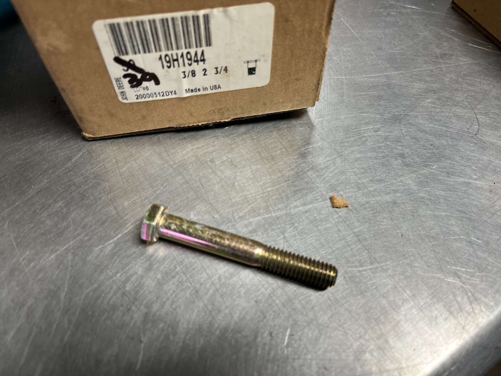 19H1944  GENUINE OEM  John Deere  BOLT  3/8 x 2-3/4