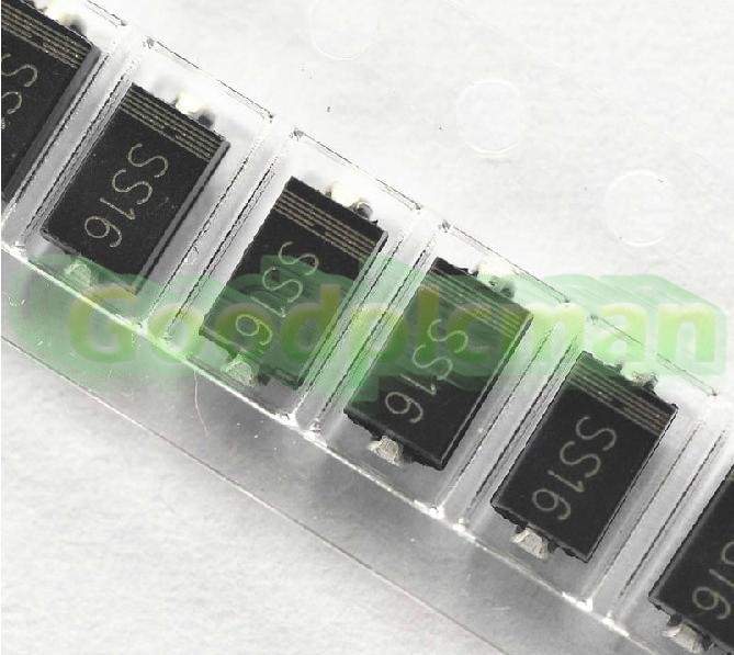 50pcs SS16 SR160 DO-214AC, DIODE SCHOTTKY 60V 1A NEW GOOD QUALITY