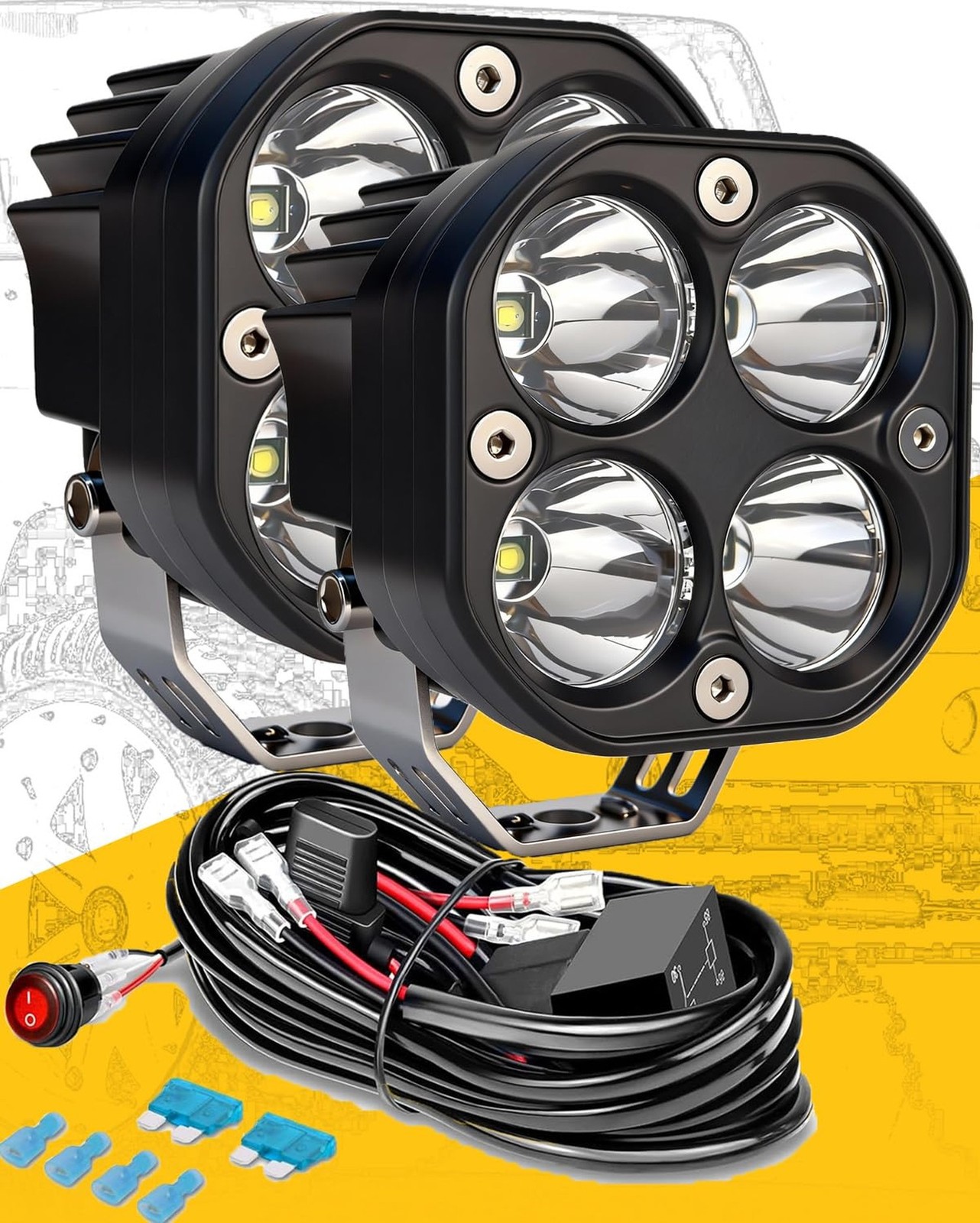 3-4 Inch LED Pod Lights & Ditch Lights for Off Road truck JEEP ATV | Plug & P...