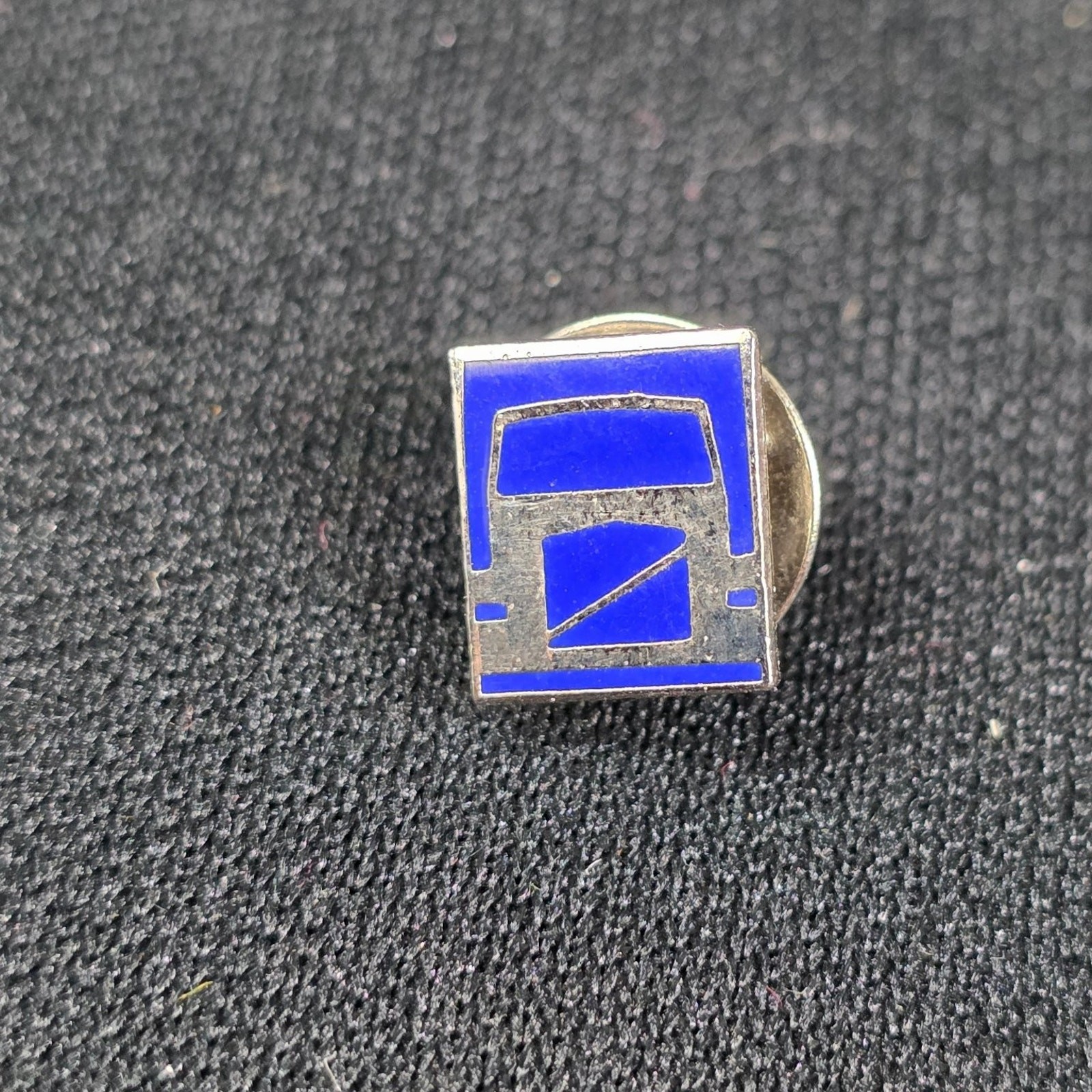 Abstract Geometric Blue Enamel Lapel Pin Tie Tack Collectible