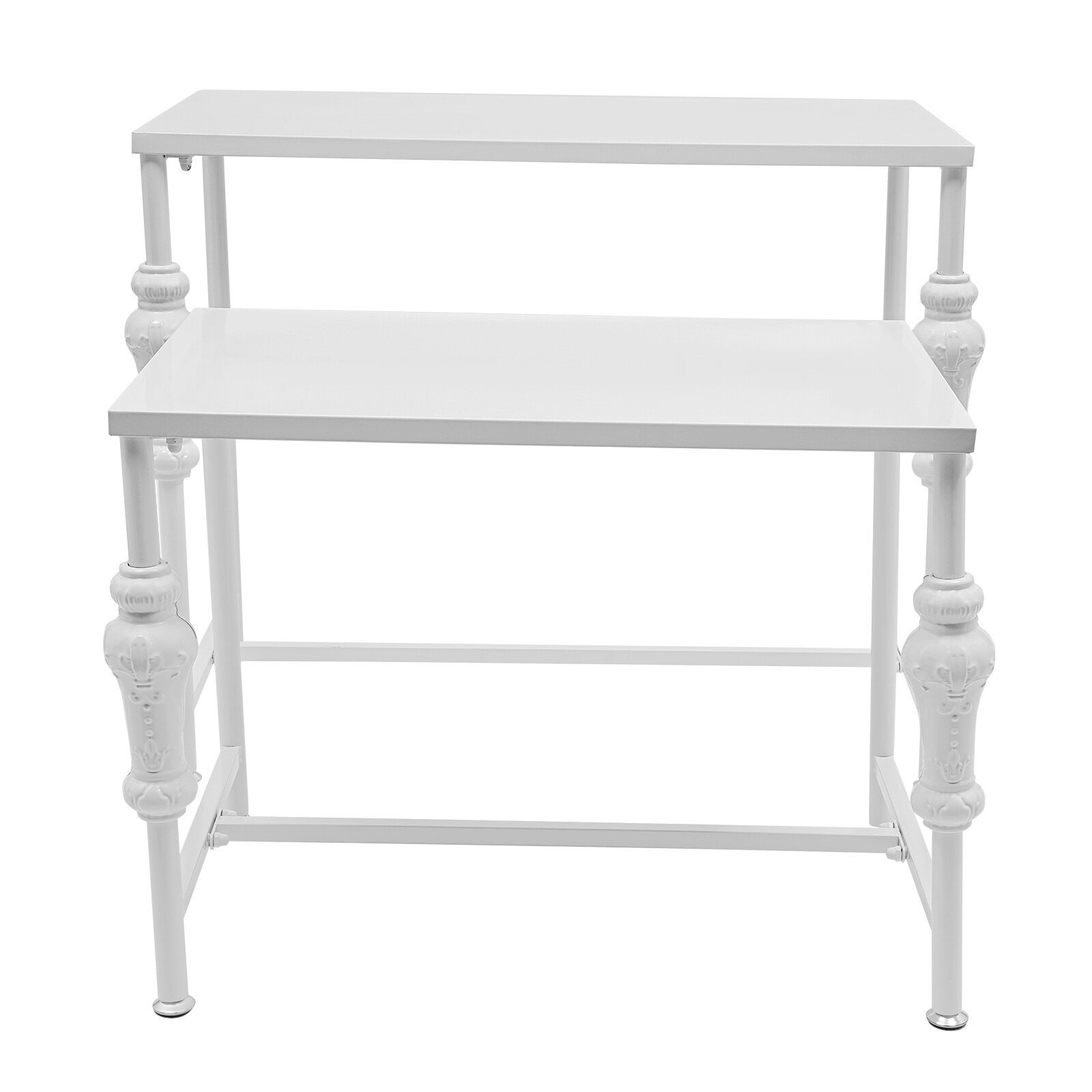 2PCS White Industrial Retail Display Tables Standing Clothing Shoes Display Rack