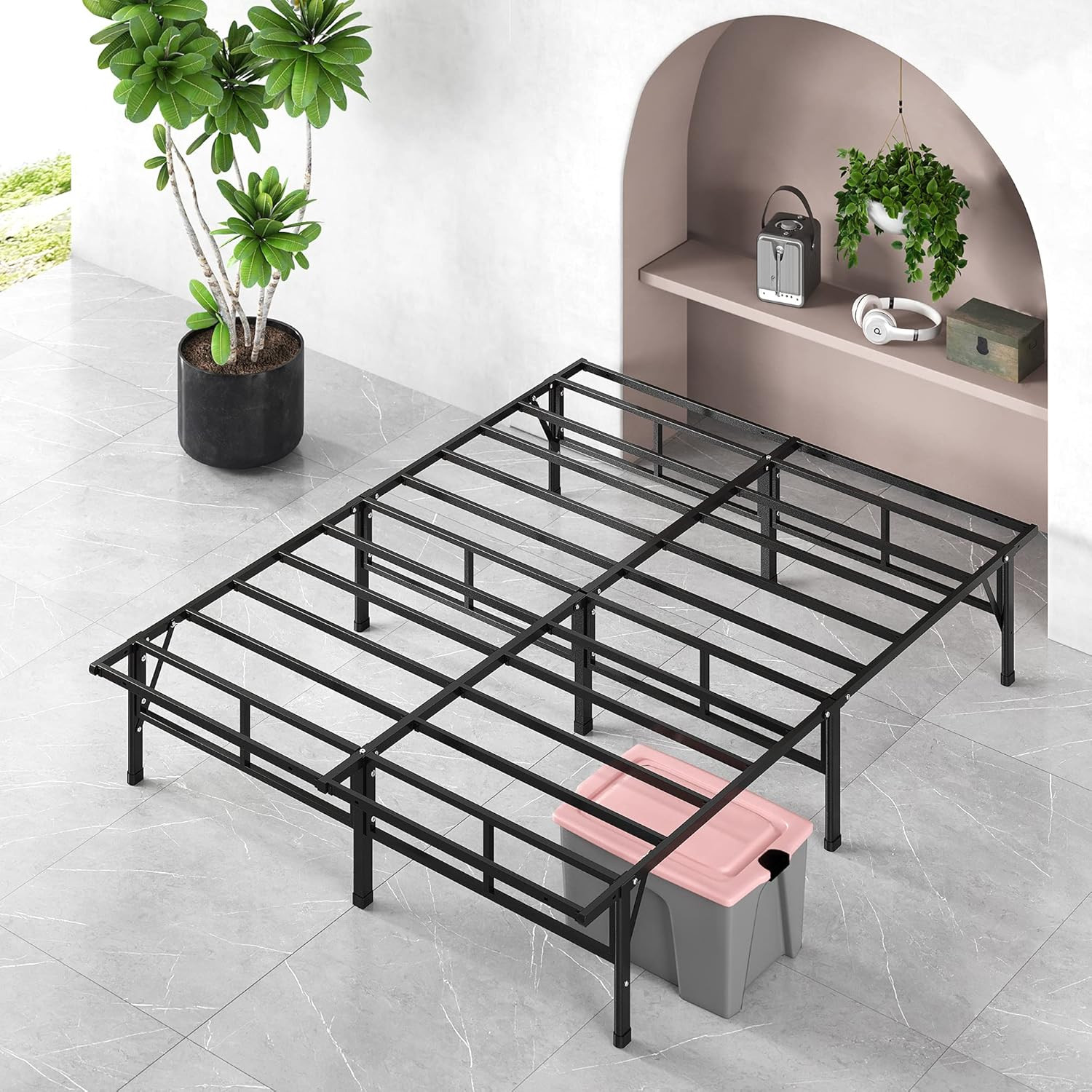 ZINUS 14" Smartbase King Metal Bed Frame - No Box Spring Needed, Sturdy Support