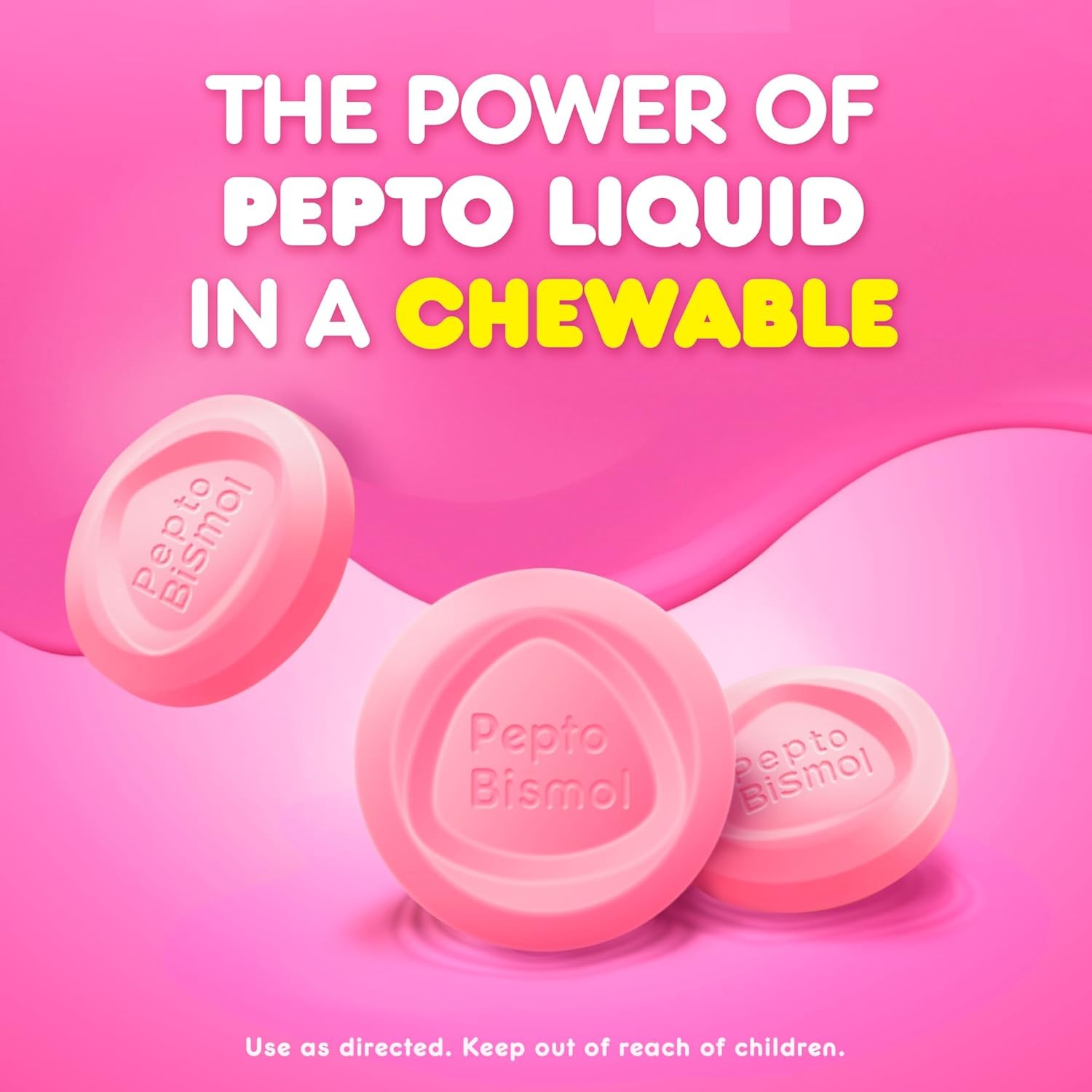 Pepto Bismol Chewable Tablets, Upset Stomach Relief, Nausea 48 Count