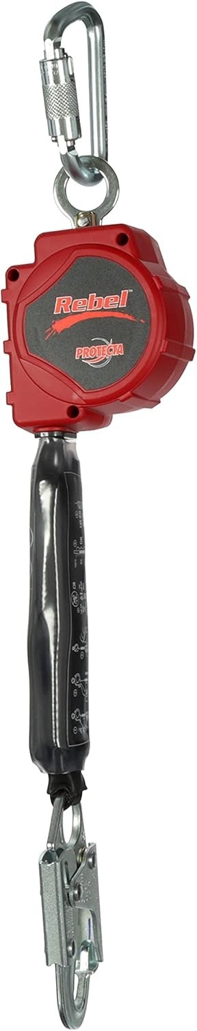 3M 3100425 PROTECTA Rebel 11' Polyester Web Self-Retracting Lifeline Black/Red