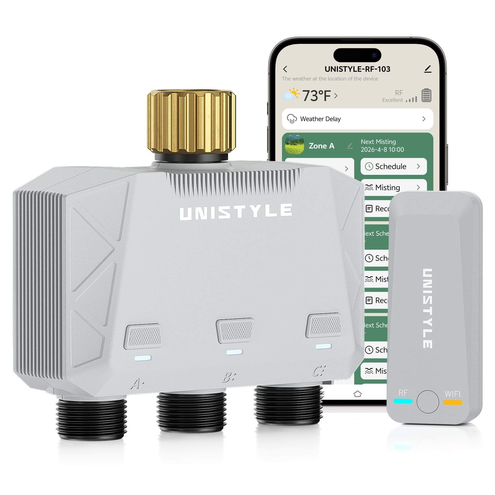 All-New 2027 1700FT WiFi 4 Zone Water Timer for Garden Hose with Brass Inlet