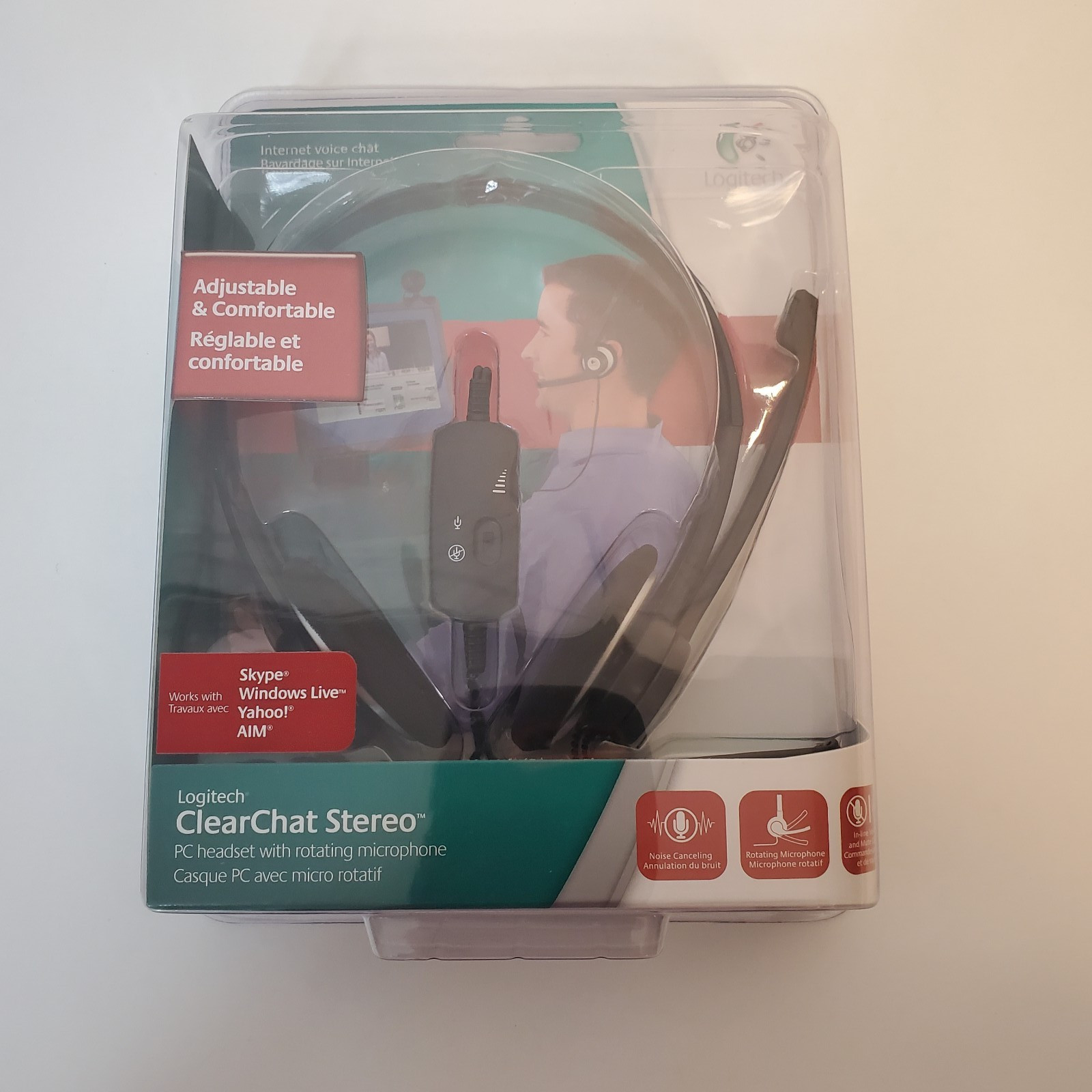 Logitech ClearChat Stereo PC Headset w Rotating Microphone Volume Mute NOS