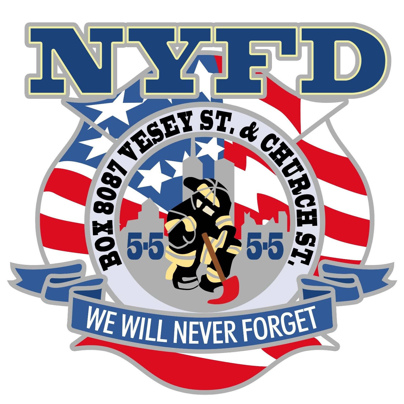 91101 Never Forget Vesey Church Street NYFD Patch (5")
