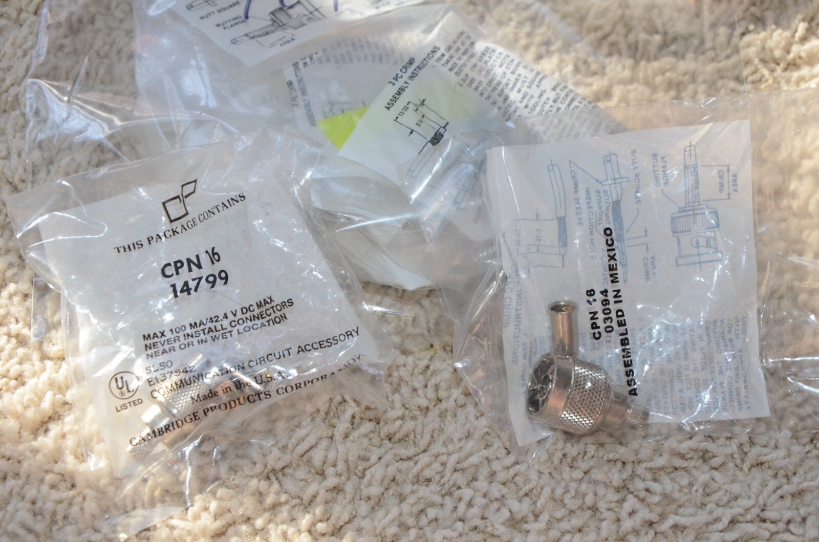 11 Ghz RF Coaxial N Male Crimp Connector Cinch Cambridge CPN16 Lot of 9 QTY