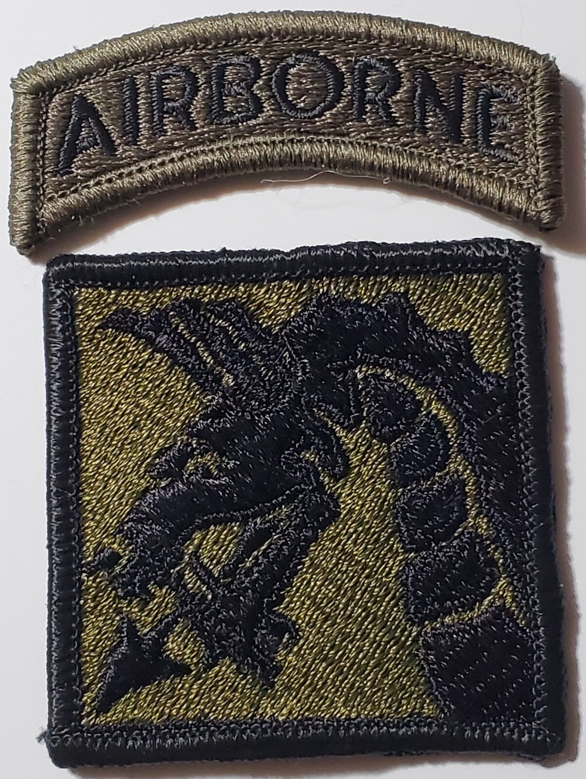US ARMY 18th AIRBORNE CORPS uniform BDU - OD patch set 3.25" w/ tab SUBDUED