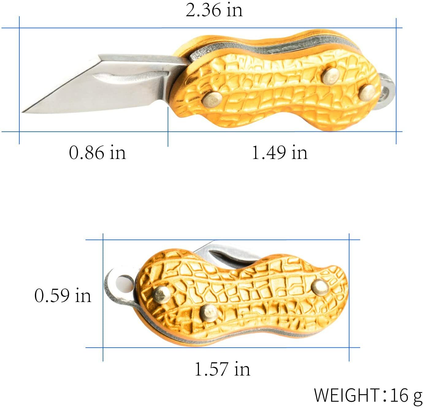 Multi-functional Peanut-Shaped Outdoor Portable Folding Knife Mini ( Gold ) Gift