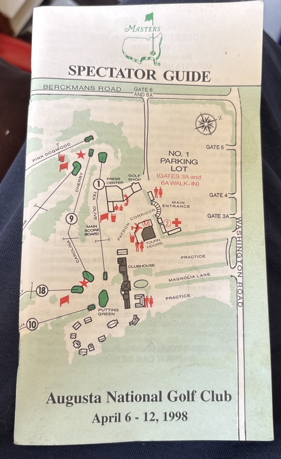 1998 Augusta Masters Spectator Guide Mark O'Meara Golf