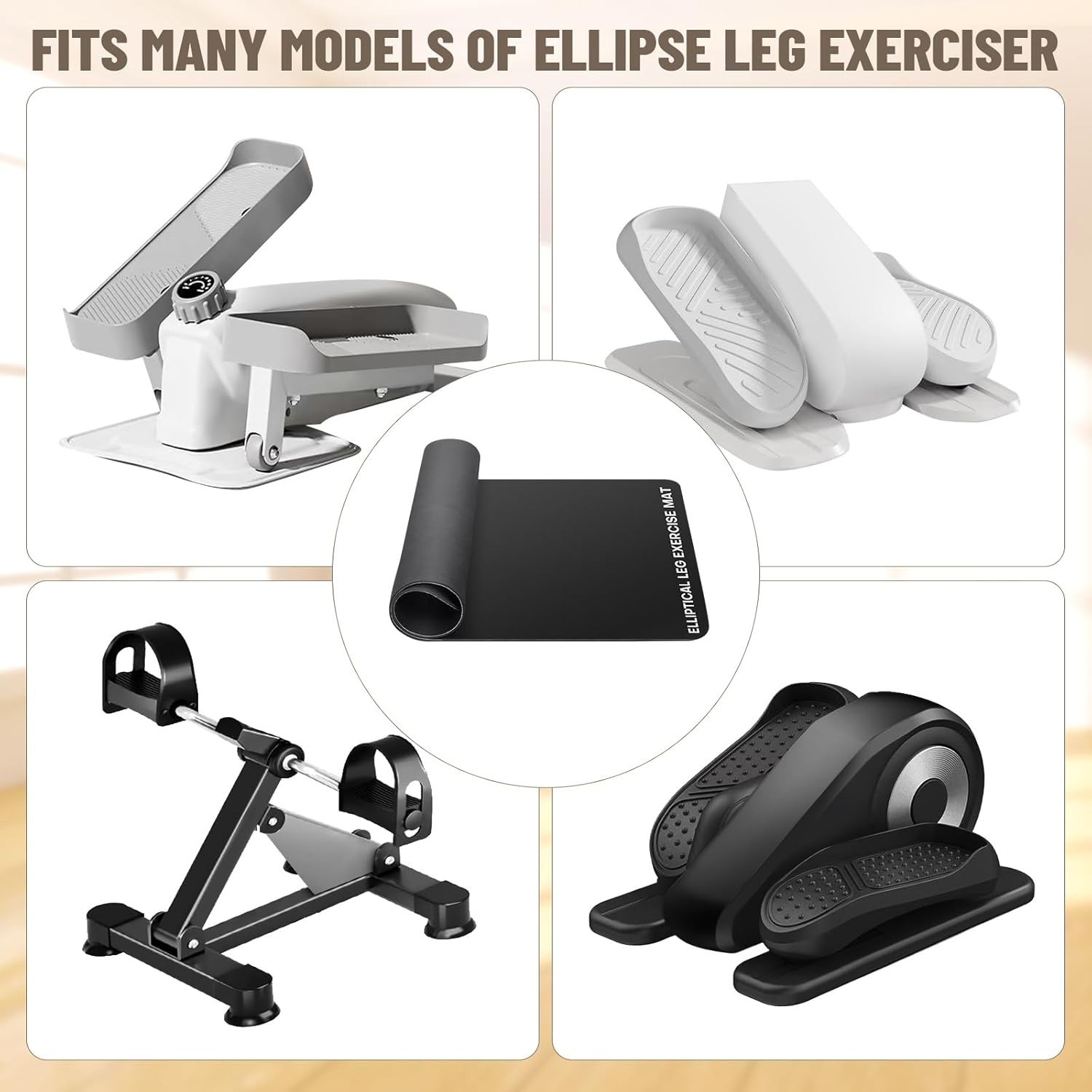 Under Desk Elliptical Mat - Non-Slip Exercise Equient for Bike,