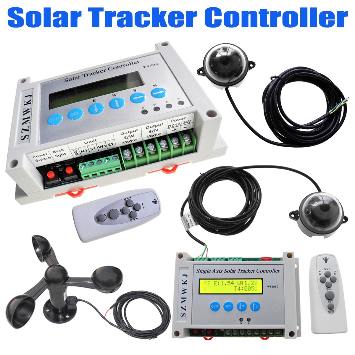 Single/Dual Axis Solar Tracker System Electronic Controller W/ Wind Speed Sensor