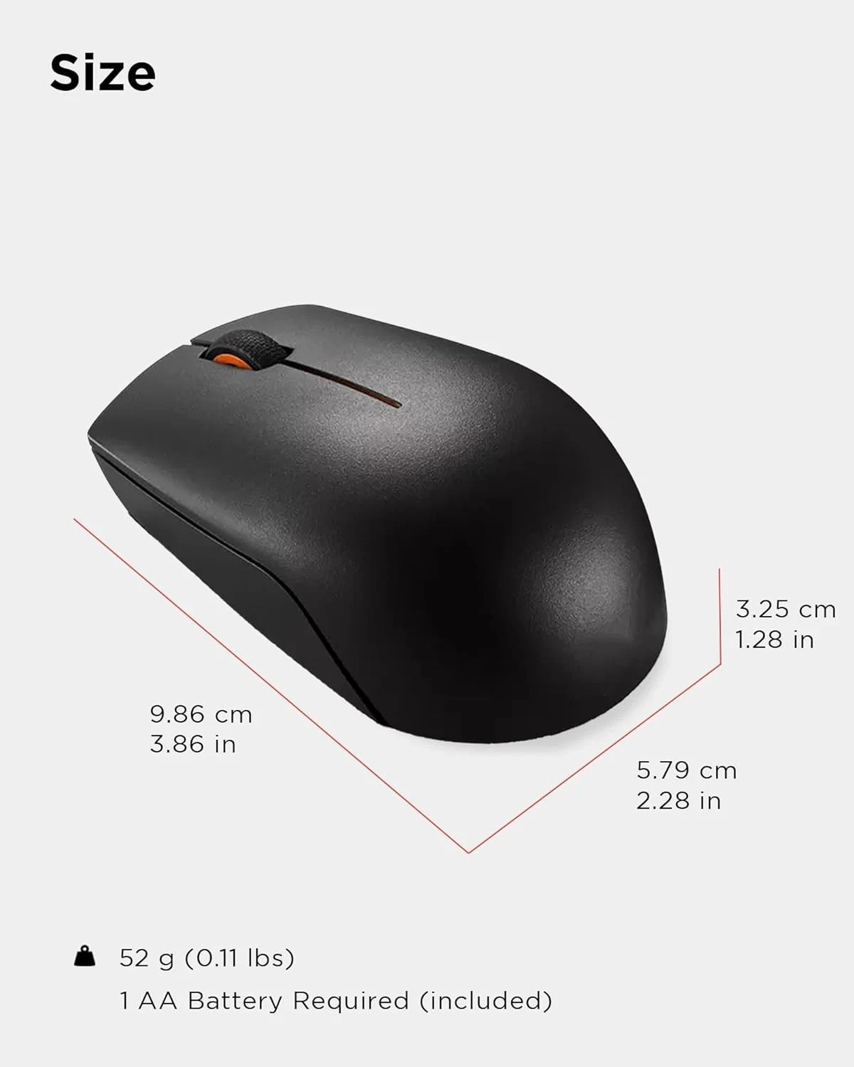 Lenovo 300 Wireless Mouse – Computer for PC, Laptop with Windows Black