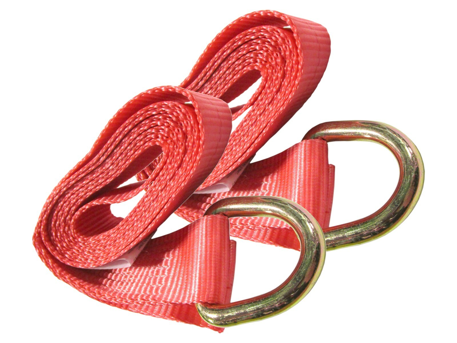 2" x 8 ft Red Lasso Tire Wheel Straps w/ D-Ring Tie Downs (2 Pack) 3,335 lb WLL