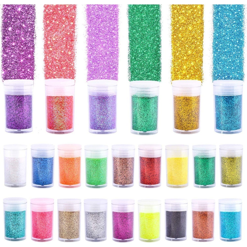 24 Colors Fine Glitter Powder for Resin Art Crafts Makeup Body Face Nail Hair